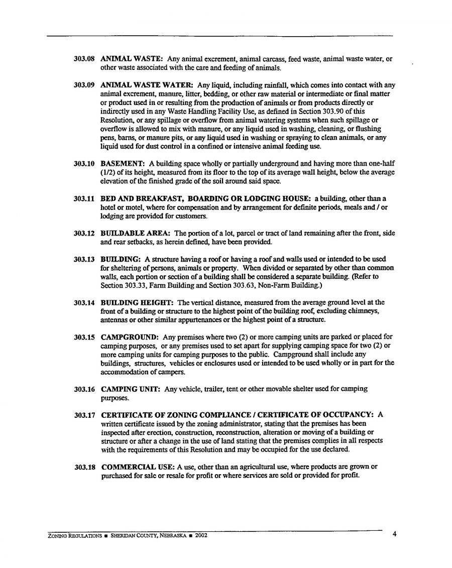 Sheridan County Nebraska - Zoning Regulations  page 4