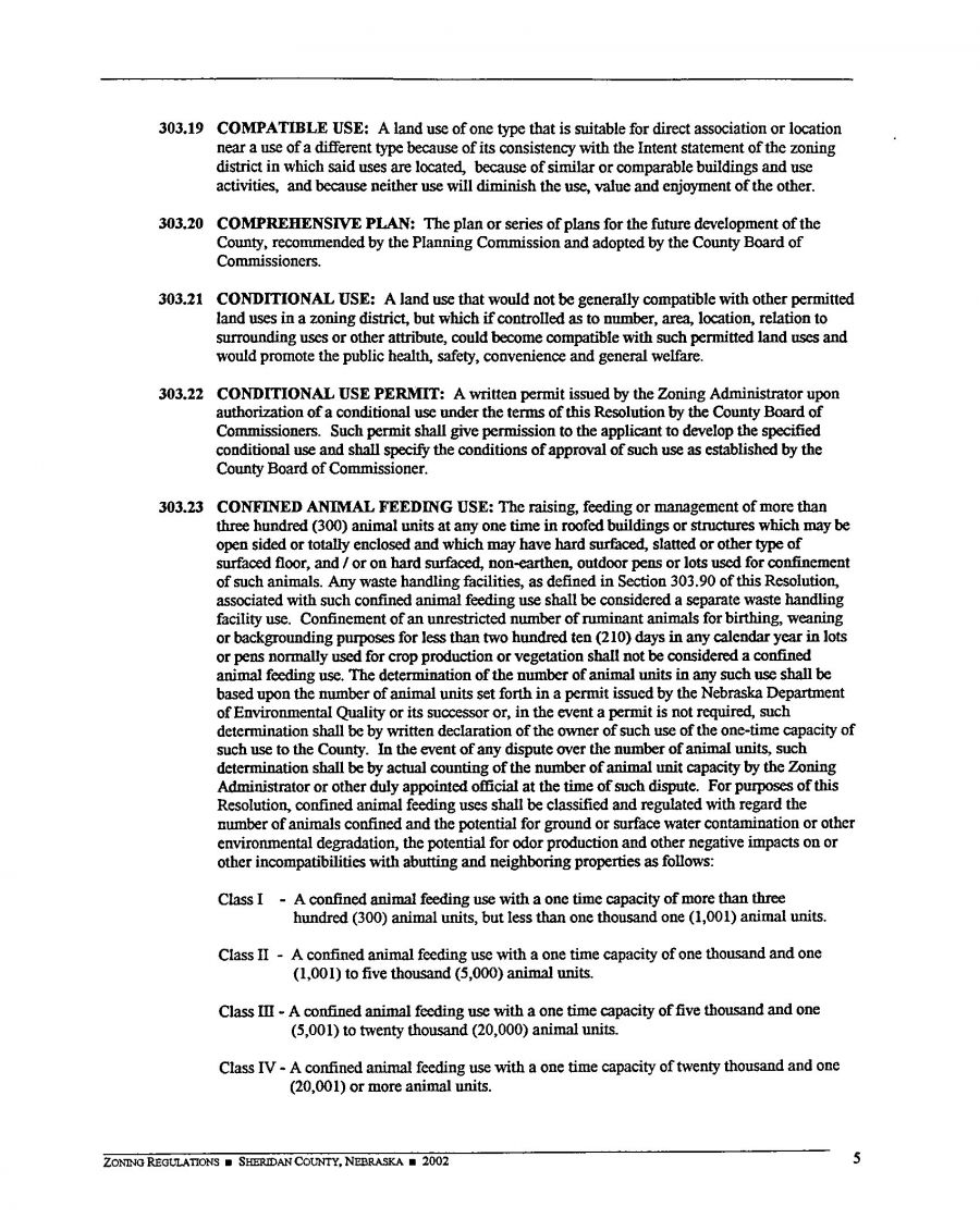 Zoning Regulations - Sheridan County Nebraska - 2002 Page 5 Zoning Regulations - Sheridan County Nebraska - 2002 Page 5