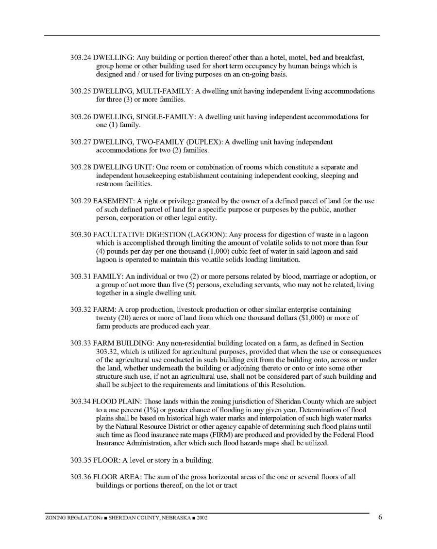 Zoning Regulations - Sheridan County Nebraska - 2002 Page 6 Zoning Regulations - Sheridan County Nebraska - 2002 Page 6