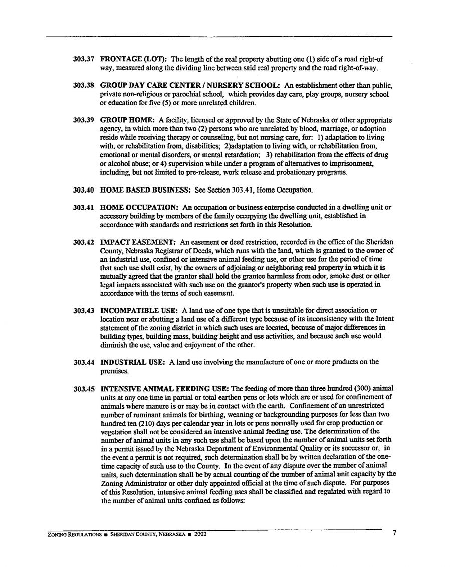 Zoning Regulations - Sheridan County Nebraska - 2002 Page 7 Zoning Regulations - Sheridan County Nebraska - 2002 Page 7