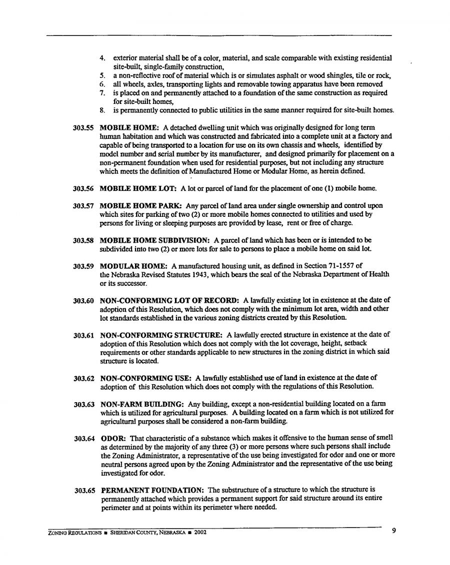Zoning Regulations - Sheridan County Nebraska - 2002  Page 9 Zoning Regulations - Sheridan County Nebraska - 2002  Page 9