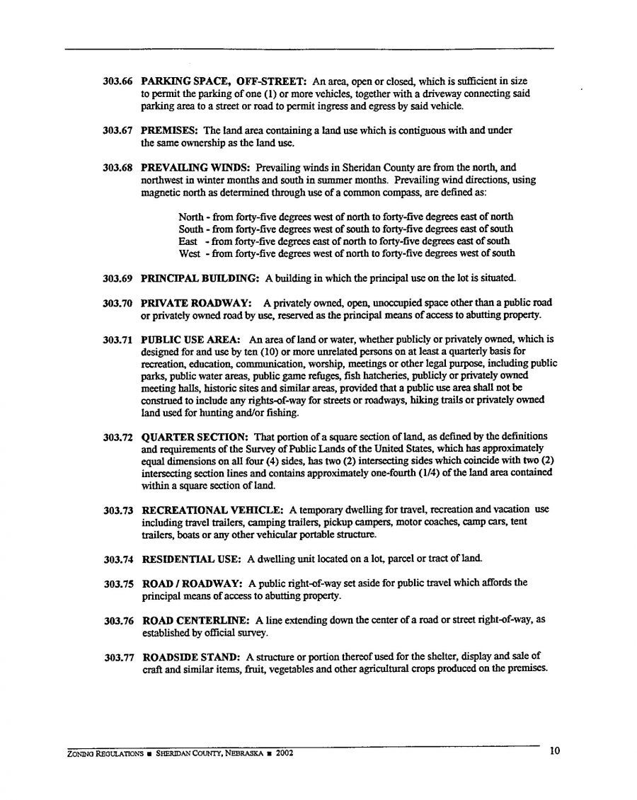 Zoning Regulations - Sheridan County Nebraska - 2002 Page 10 Zoning Regulations - Sheridan County Nebraska - 2002 Page 10