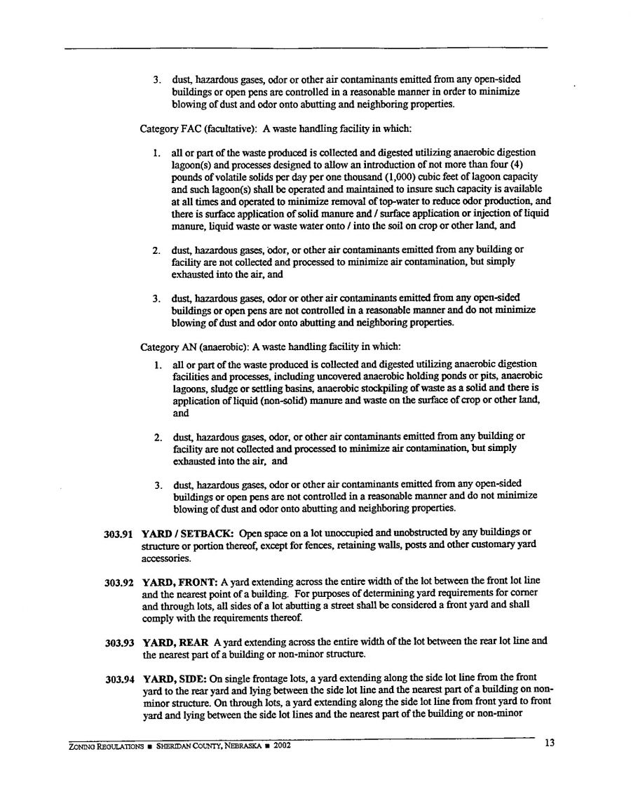 Zoning Regulations - Sheridan County Nebraska - 2002 Page 13 Zoning Regulations - Sheridan County Nebraska - 2002 Page 13