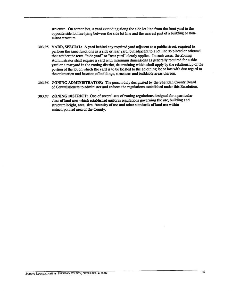 Zoning Regulations - Sheridan County Nebraska - 2002 Page 14 Zoning Regulations - Sheridan County Nebraska - 2002 Page 14