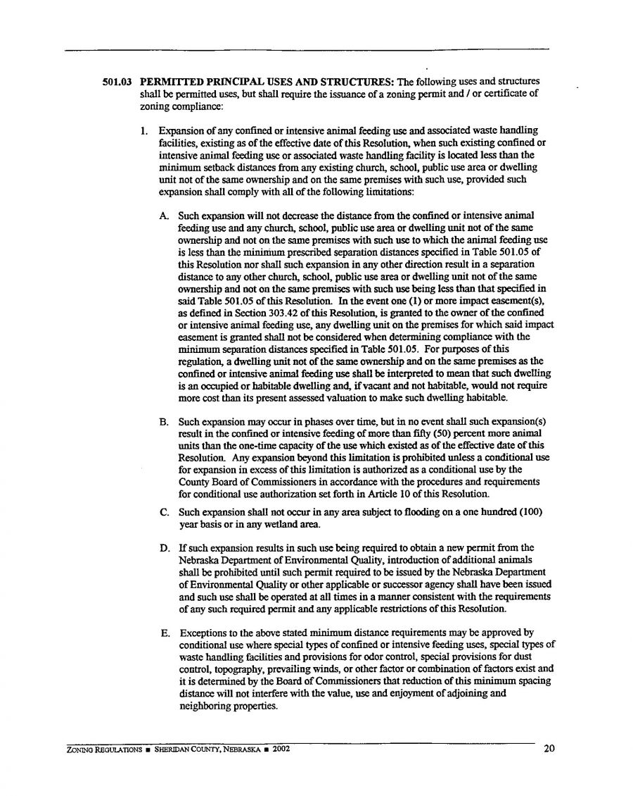 Zoning Regulations - Sheridan County Nebraska - 2002  Page 20