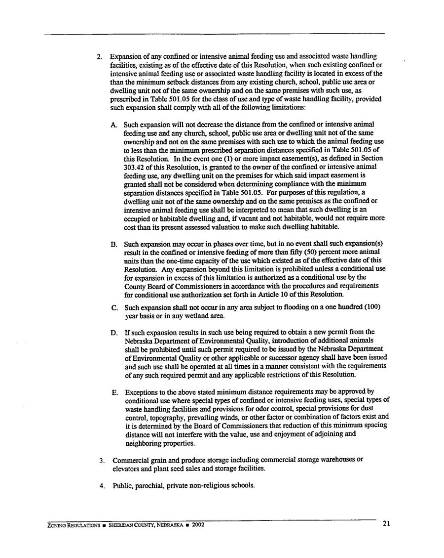 Zoning Regulations - Sheridan County Nebraska - 2002 Page 21 Zoning Regulations - Sheridan County Nebraska - 2002 Page 21