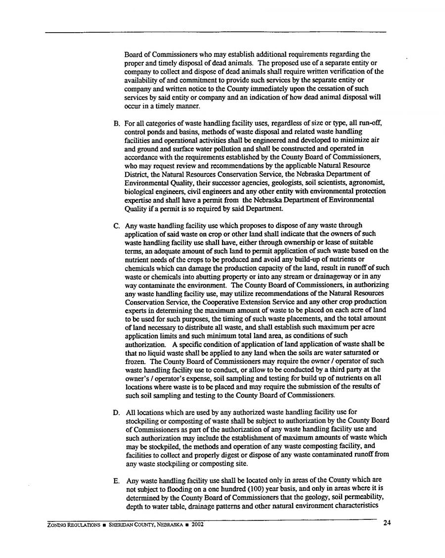 Zoning Regulations - Sheridan County Nebraska - 2002 Page 24 Zoning Regulations - Sheridan County Nebraska - 2002 Page 24