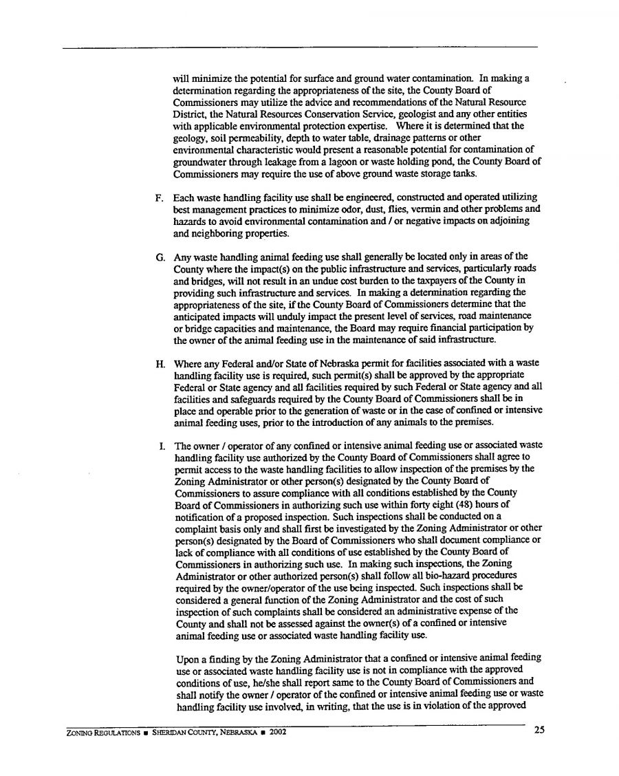 Zoning Regulations - Sheridan County Nebraska - 2002 Page 25 Zoning Regulations - Sheridan County Nebraska - 2002 Page 25