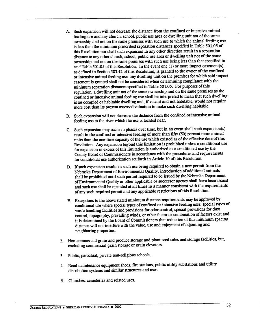 Zoning Regulations - Sheridan County Nebraska - 2002 Page 32  Zoning Regulations - Sheridan County Nebraska - 2002 Page 32