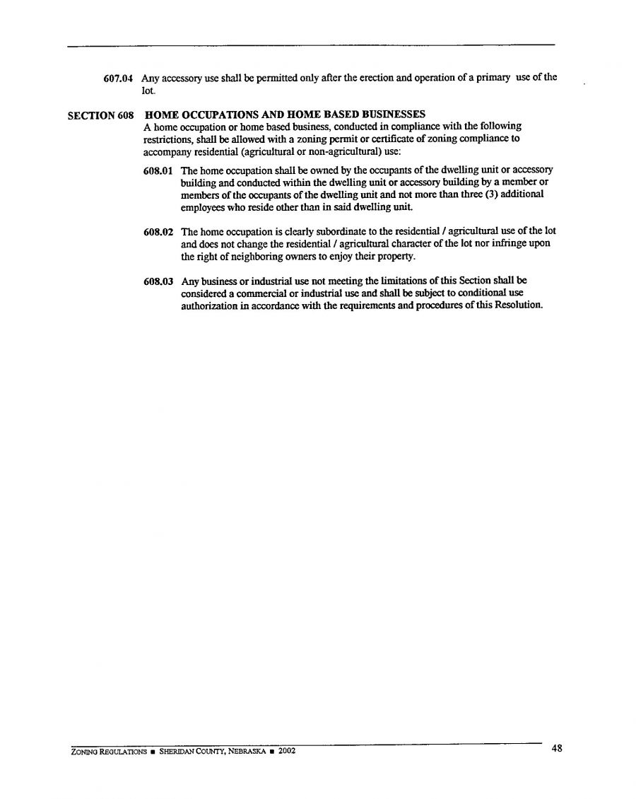 Zoning Regulations - Sheridan County Nebraska - 2002 Page 48 Zoning Regulations - Sheridan County Nebraska - 2002 Page 48