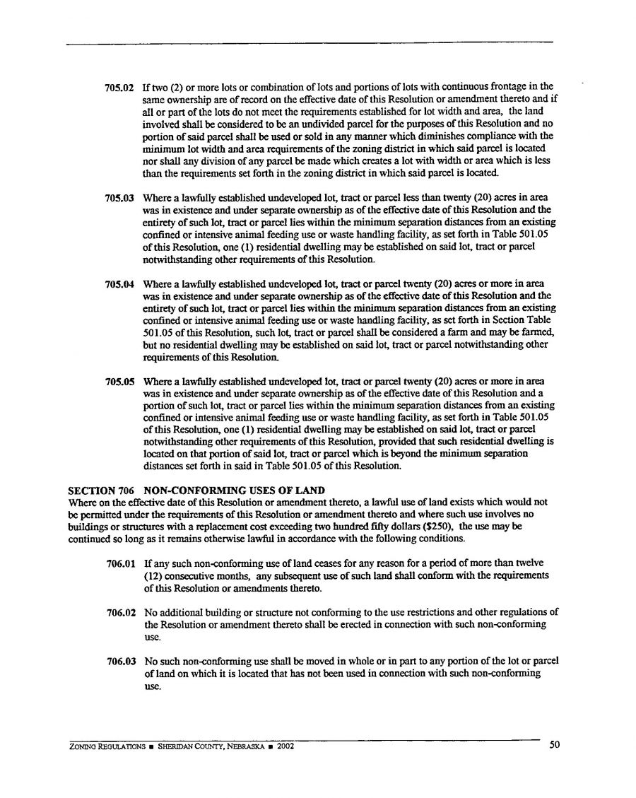 Zoning Regulations - Sheridan County Nebraska - 2002 Page 50