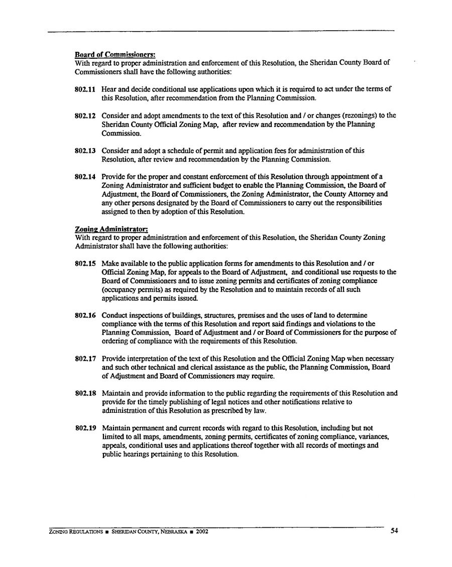 Zoning Regulations - Sheridan County Nebraska - 2002 Page 54 Zoning Regulations - Sheridan County Nebraska - 2002 Page 54