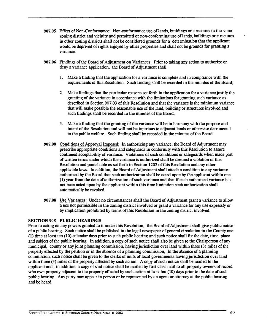 Zoning Regulations - Sheridan County Nebraska - 2002 Page 60