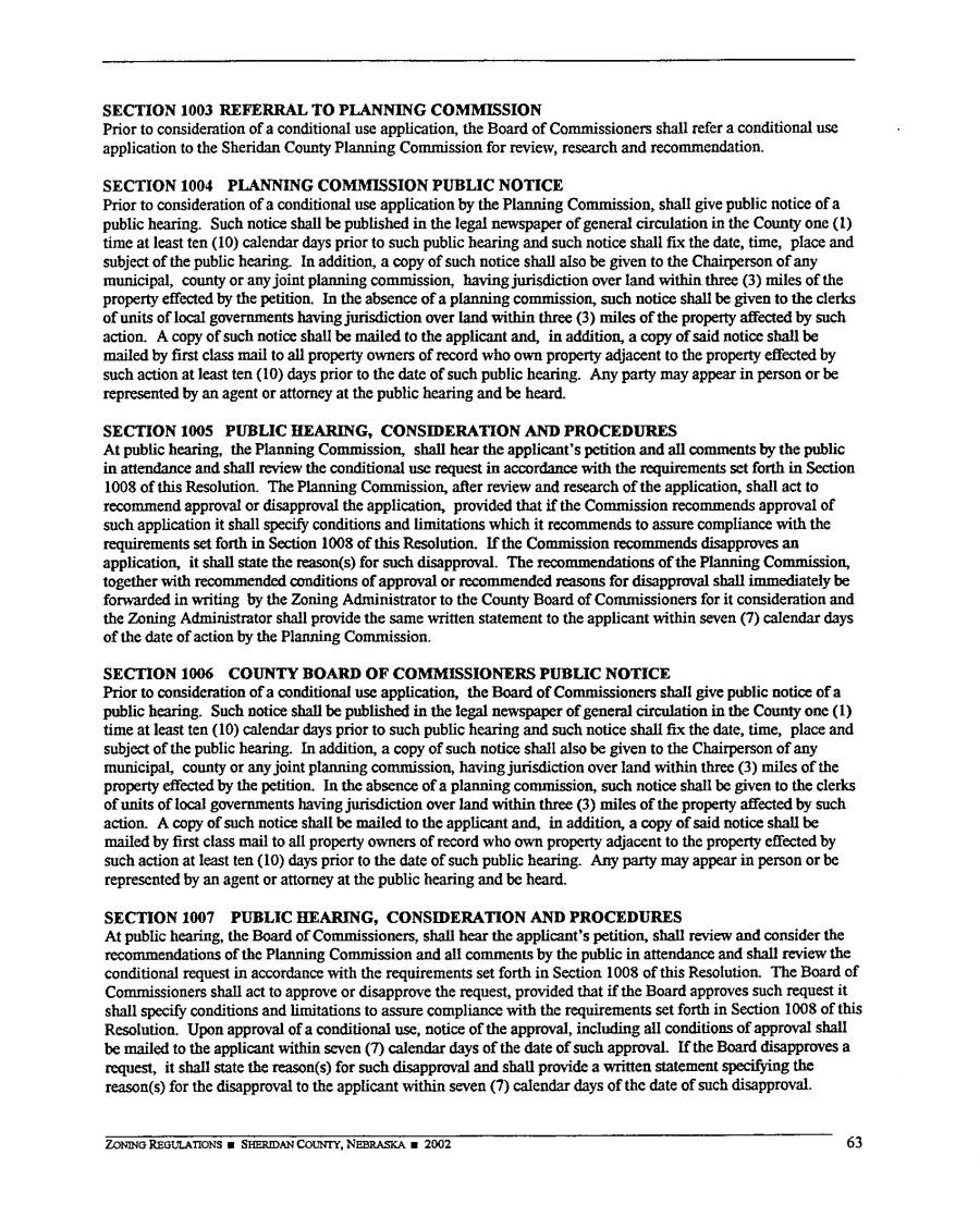 Zoning Regulations - Sheridan County Nebraska - 2002 Page 63 Zoning Regulations - Sheridan County Nebraska - 2002 Page 63