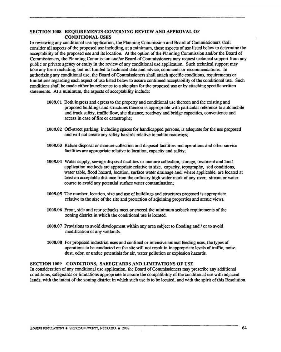 Zoning Regulations - Sheridan County Nebraska - 2002 Page 64