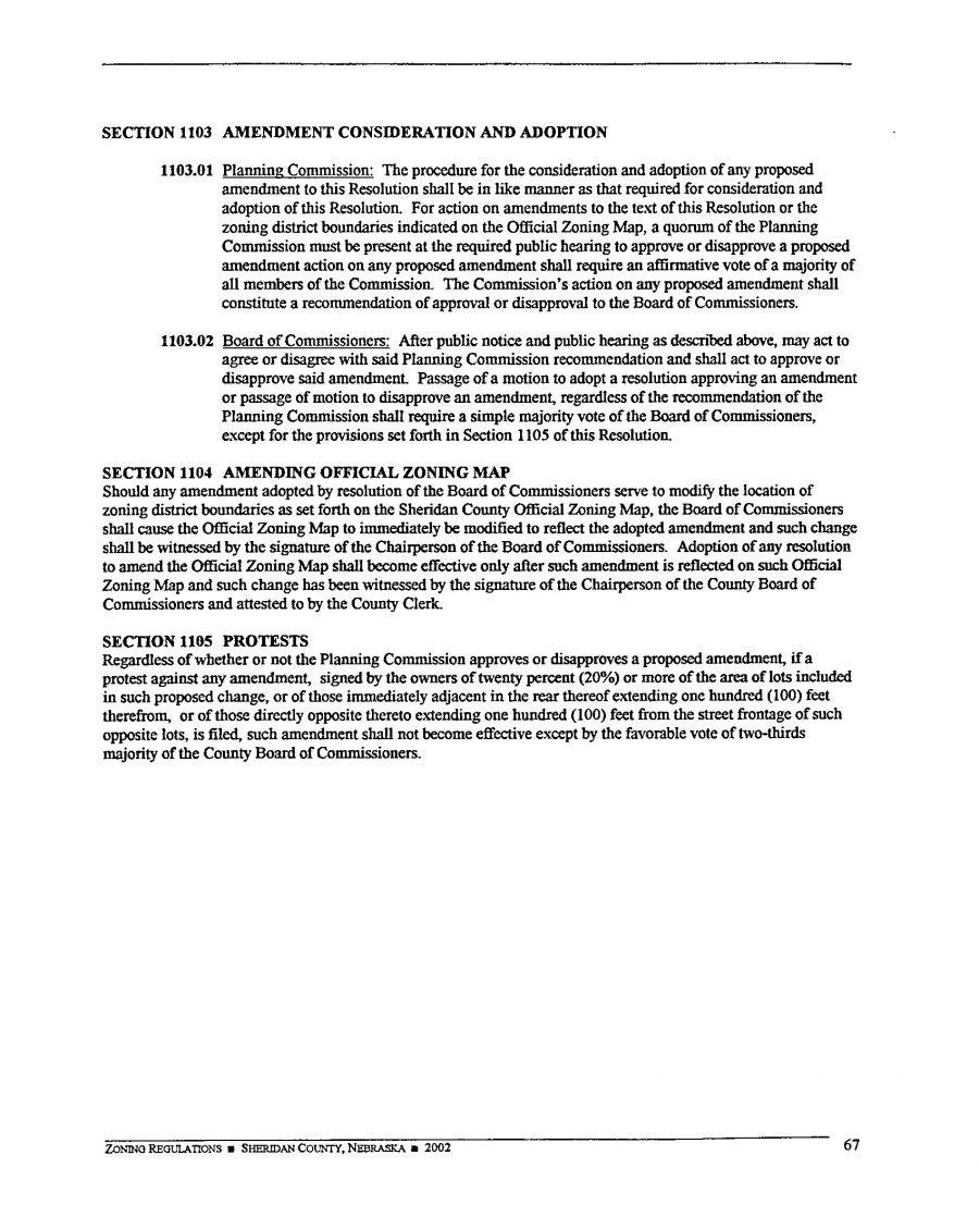 Zoning Regulations - Sheridan County Nebraska - 2002 Page 67